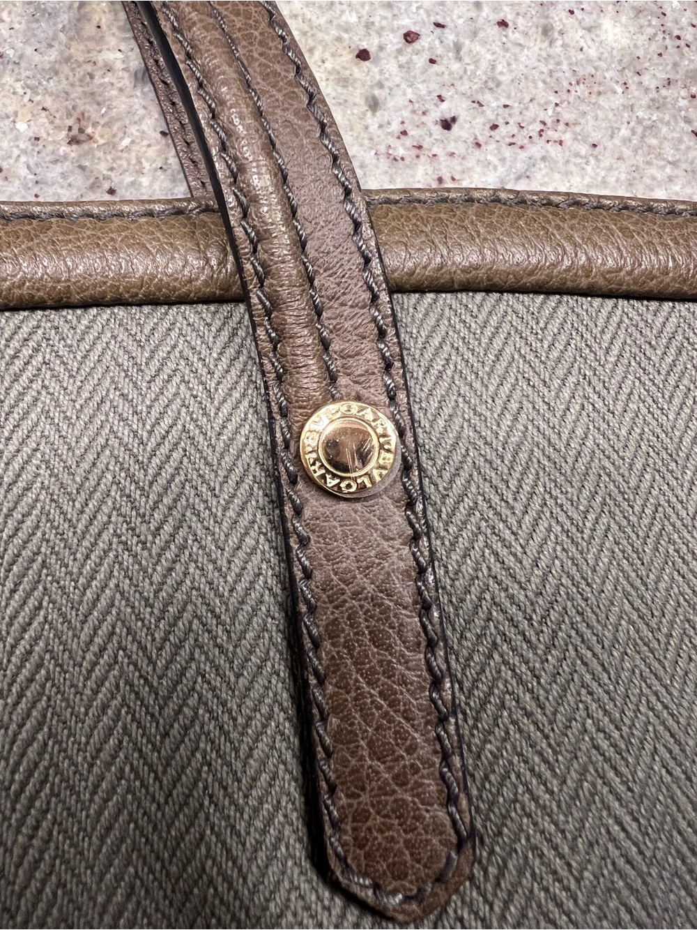 Bulgari Collezione Canvas and Leather Olive Green Tote - Picture 14 of 14